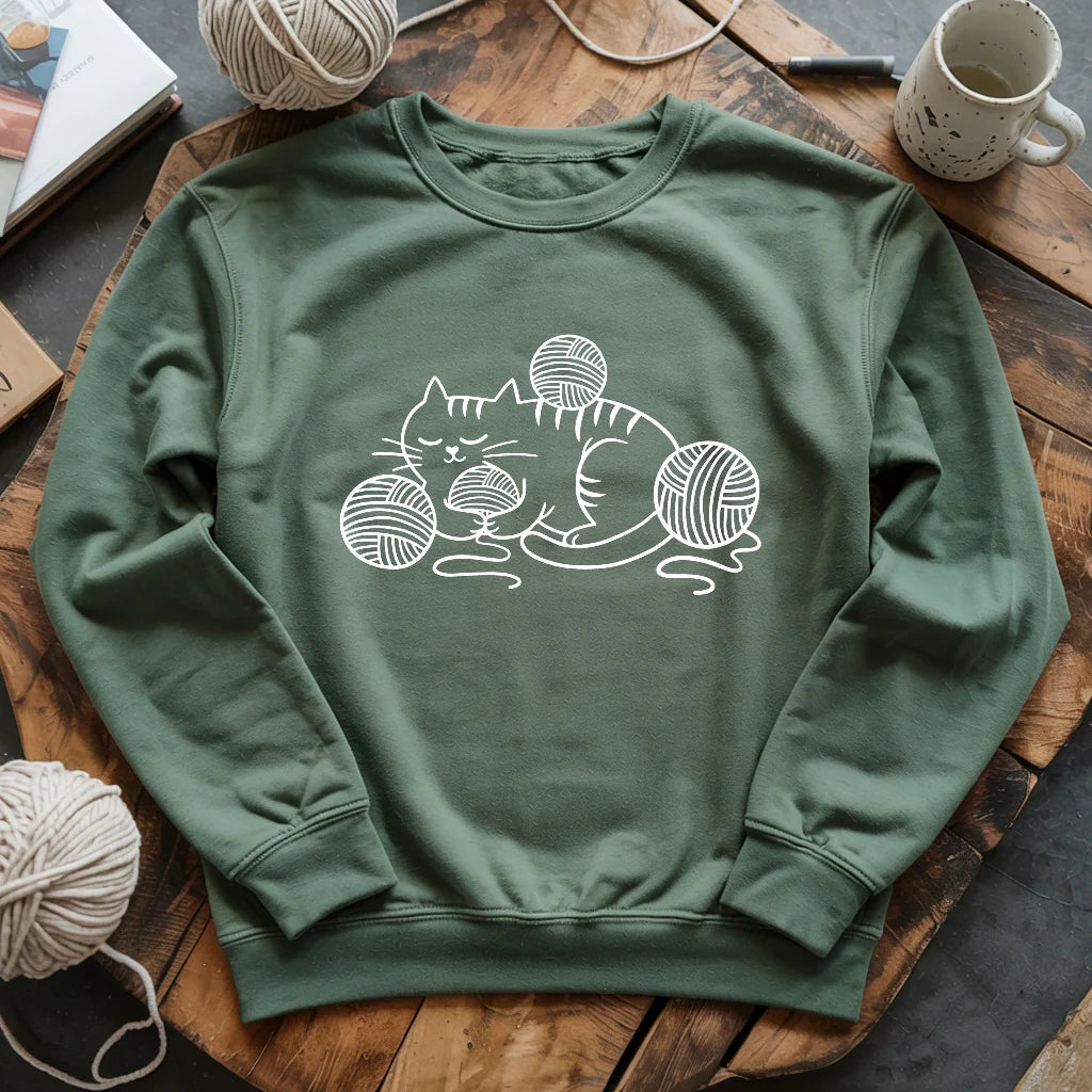 Cat And Yarn Sweatshirt - Prismatic Fiber Arts