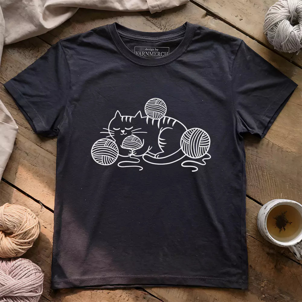 Cat and Yarn T-shirt - Prismatic Fiber Arts