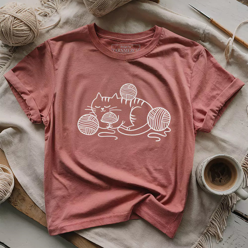 Cat and Yarn T-shirt - Prismatic Fiber Arts
