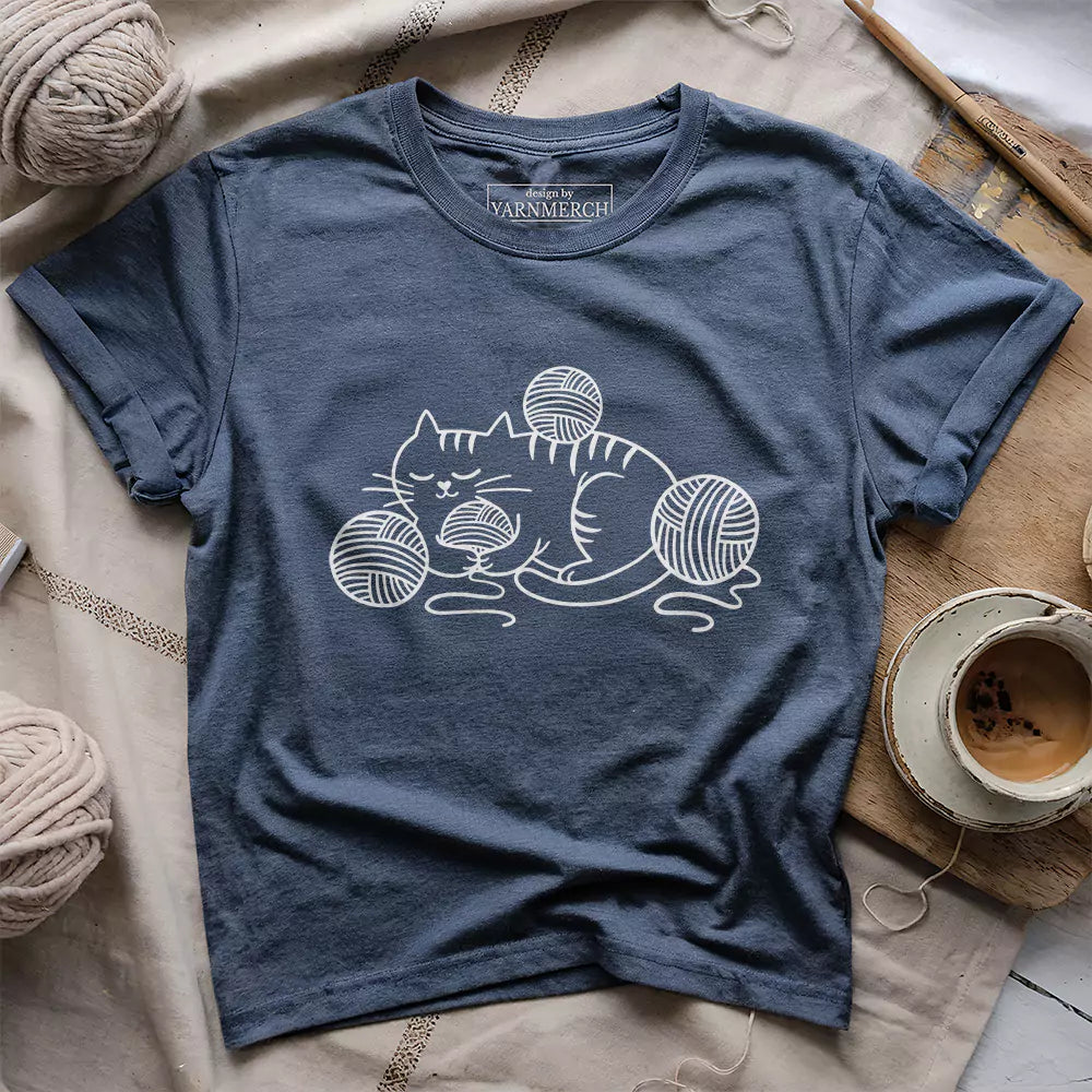 Cat and Yarn T-shirt - Prismatic Fiber Arts