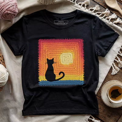 Cat Granny Square T-shirt - Prismatic Fiber Arts