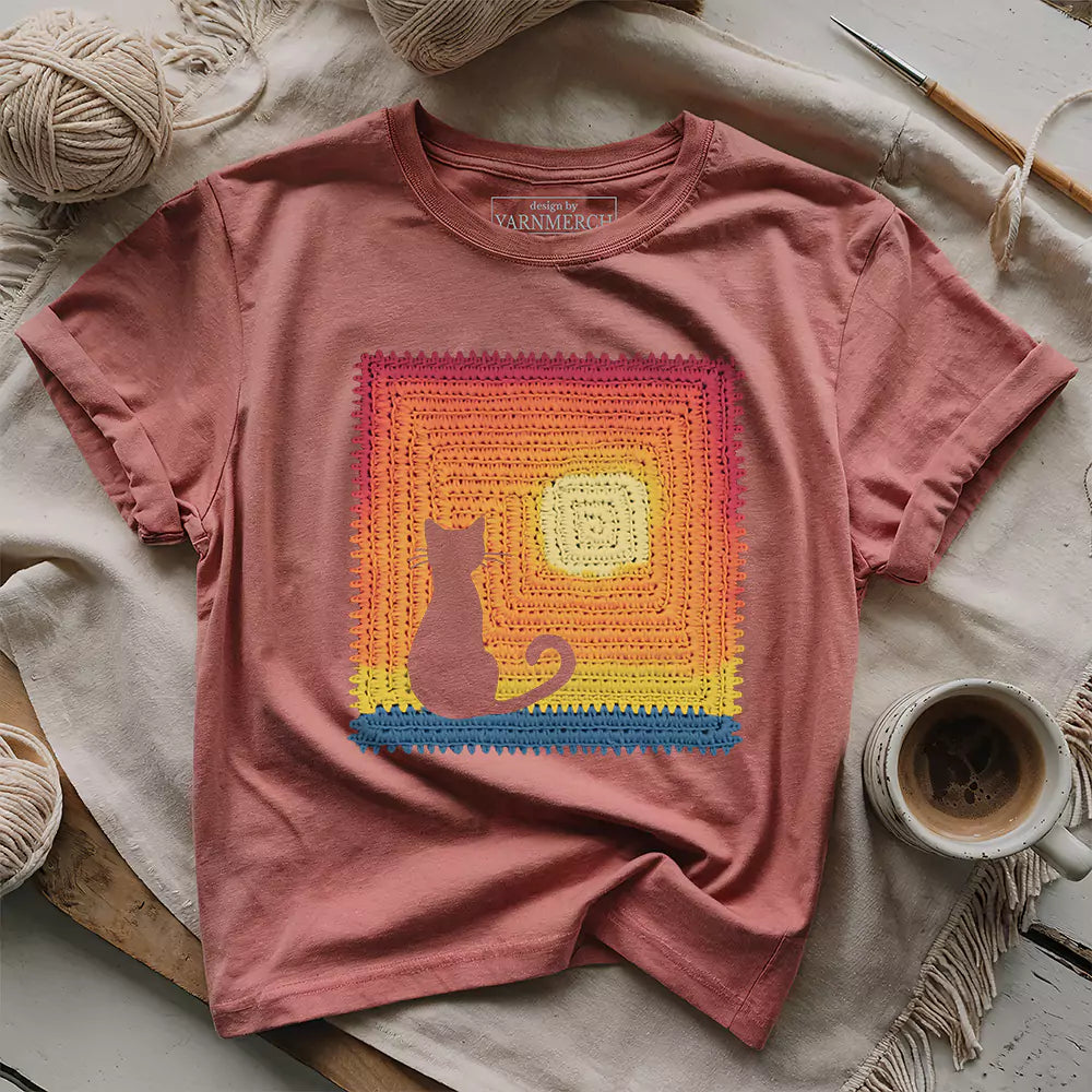 Cat Granny Square T-shirt - Prismatic Fiber Arts