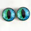 Blue and Green Cheshire Cat Sew-On Button Glass Eyes - Prismatic Fiber Arts