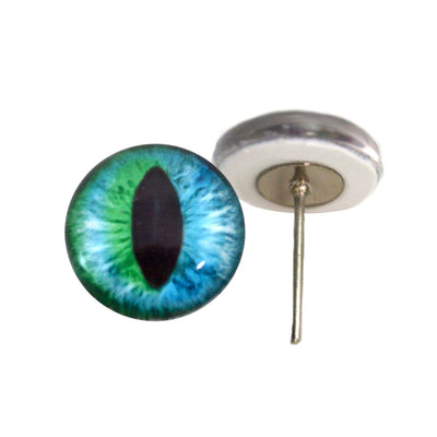 Blue and Green Cheshire Cat Glass Eyes on Wire Pin Posts