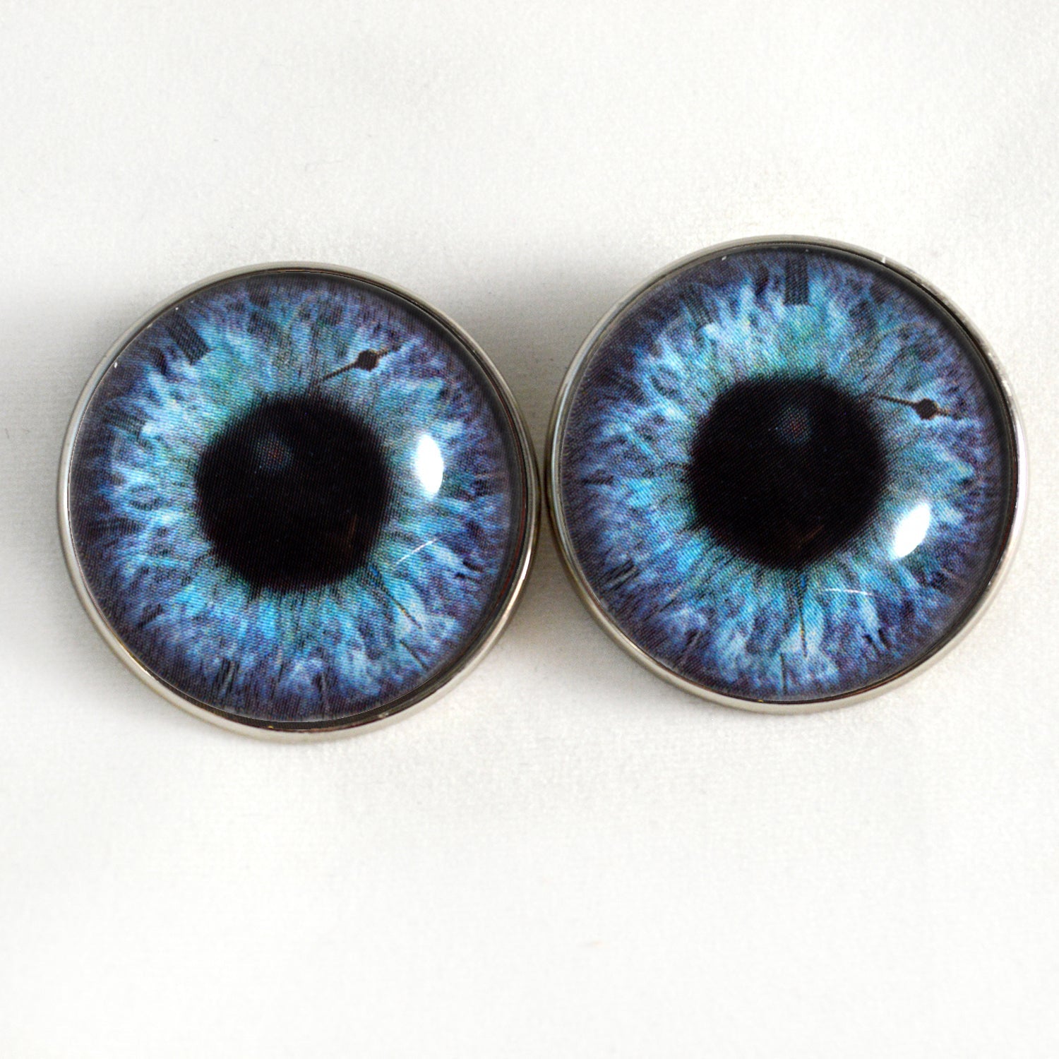 Purple and Teal Steampunk Clockface Sew-On Button Glass Eyes - Prismatic Fiber Arts