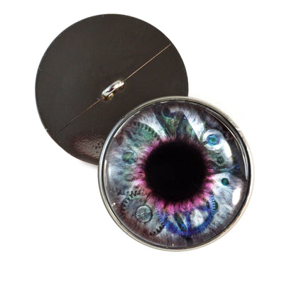 Clockwork Blue Purple Steampunk Sew-On Button Glass Eyes - Prismatic Fiber Arts