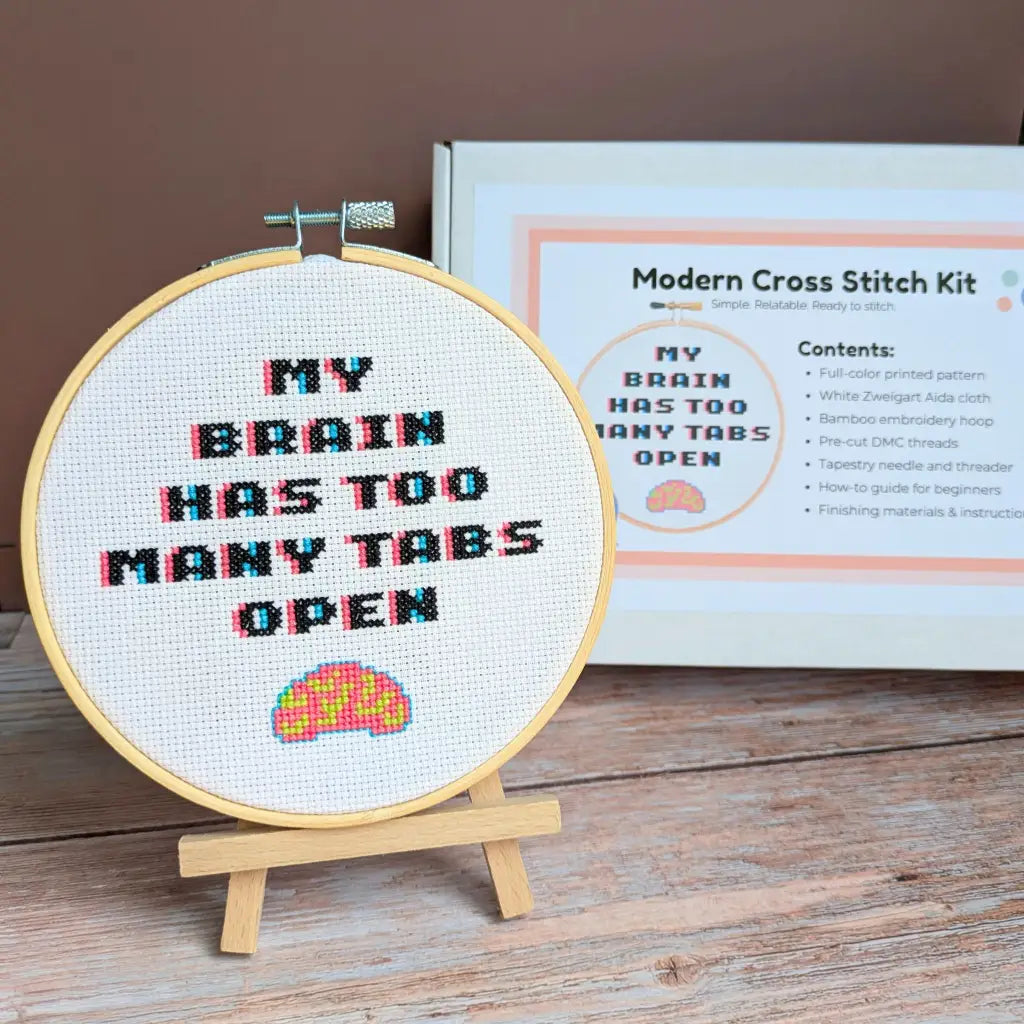 CPU Overload - Funny Relatable Cross Stitch Kit by Room for Calm - Prismatic Fiber Arts
