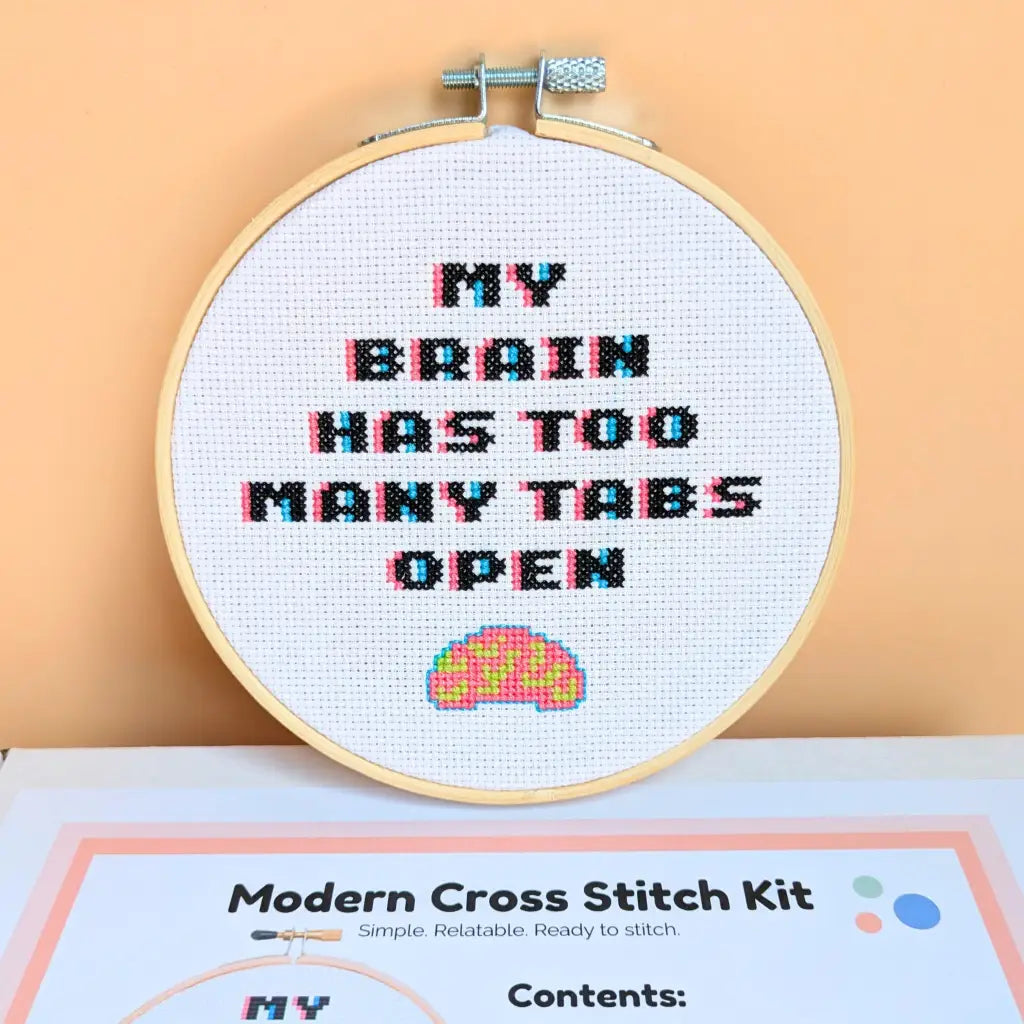 CPU Overload - Funny Relatable Cross Stitch Kit by Room for Calm - Prismatic Fiber Arts