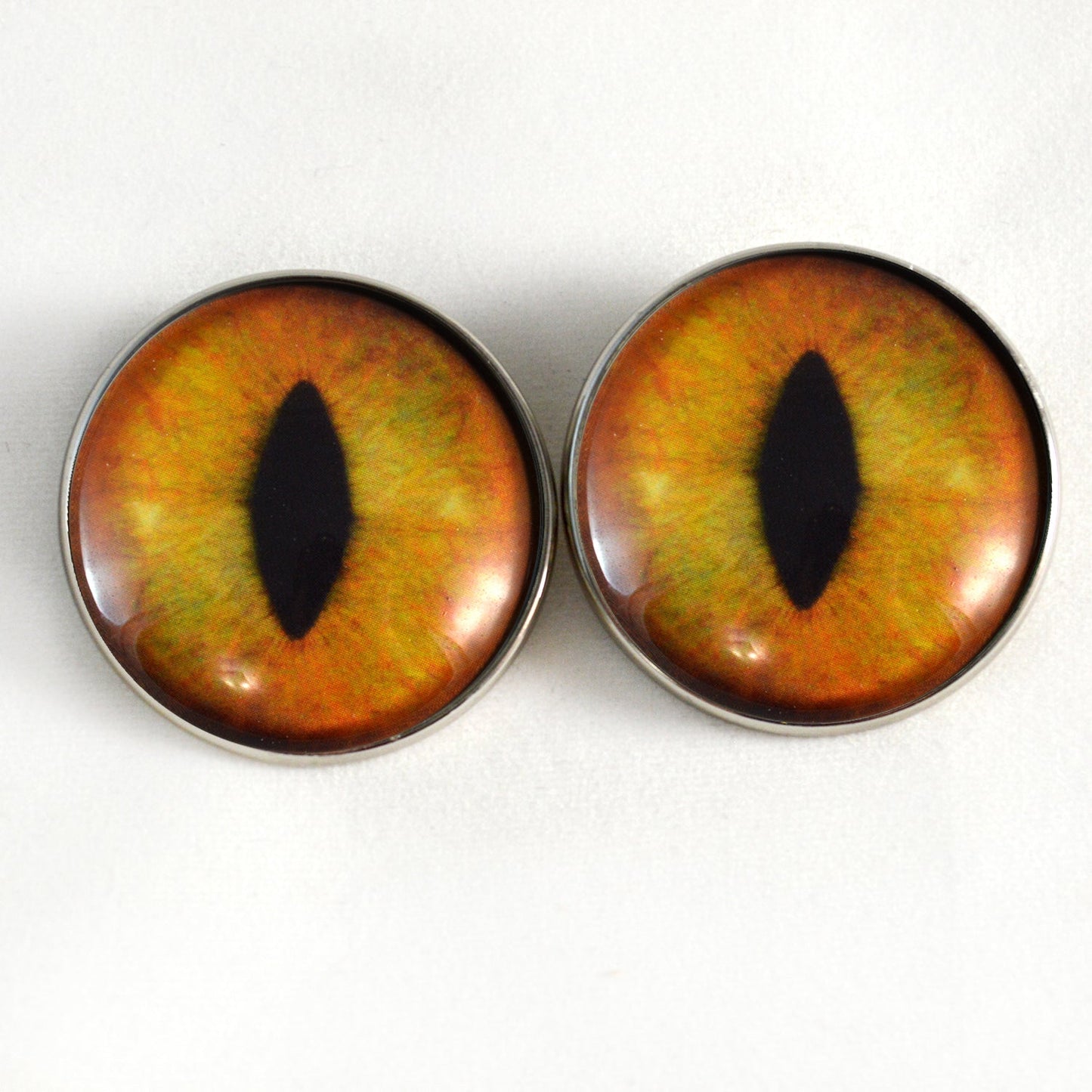 Creamy Orange Realistic Cat Sew-On Button Glass Eyes - Prismatic Fiber Arts