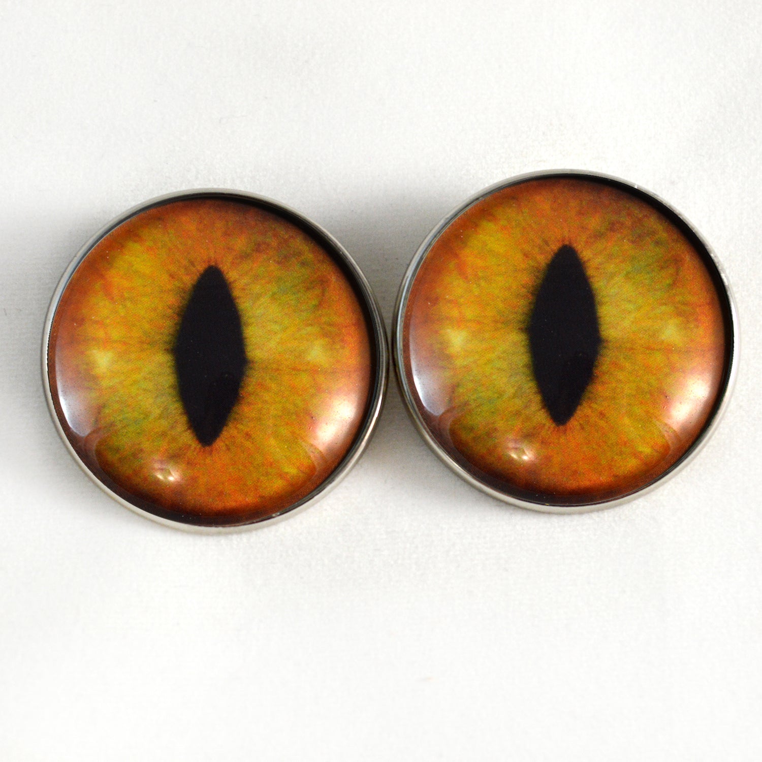 Creamy Orange Realistic Cat Sew-On Button Glass Eyes - Prismatic Fiber Arts