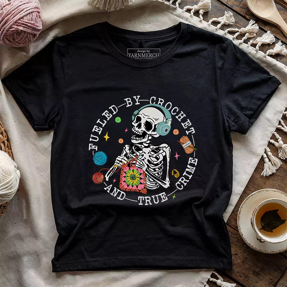 Crochet & True Crime T-shirt - Prismatic Fiber Arts