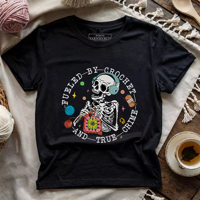 Crochet & True Crime T-shirt - Prismatic Fiber Arts
