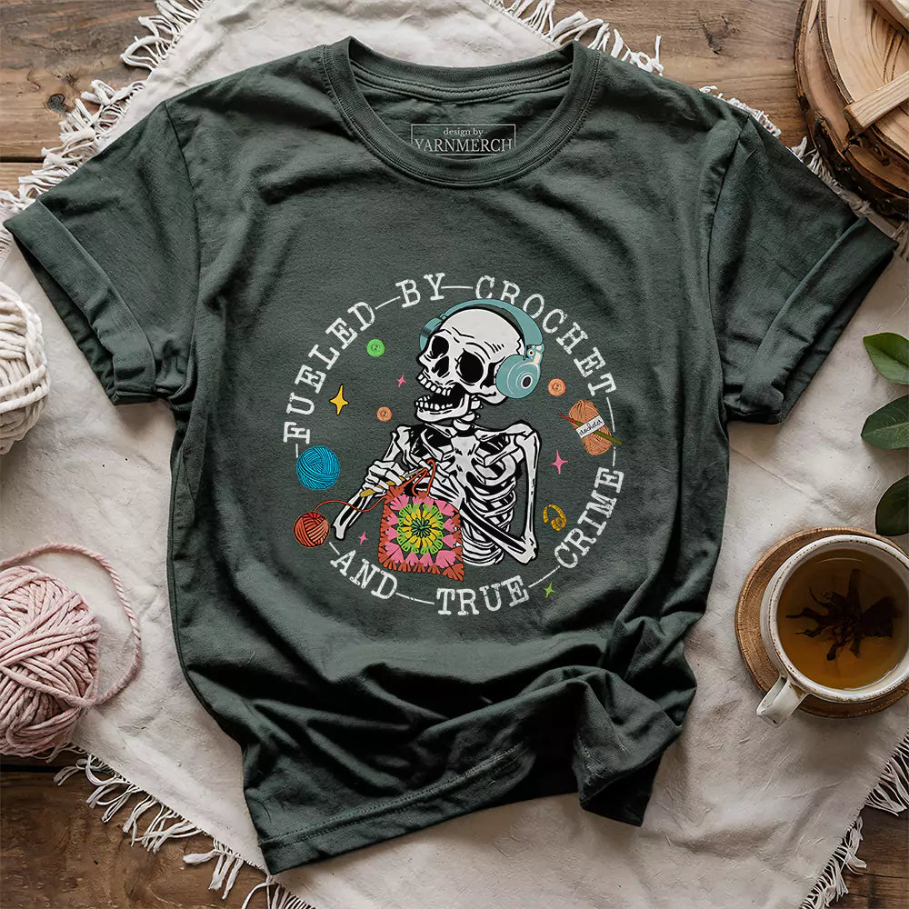 Crochet & True Crime T-shirt - Prismatic Fiber Arts