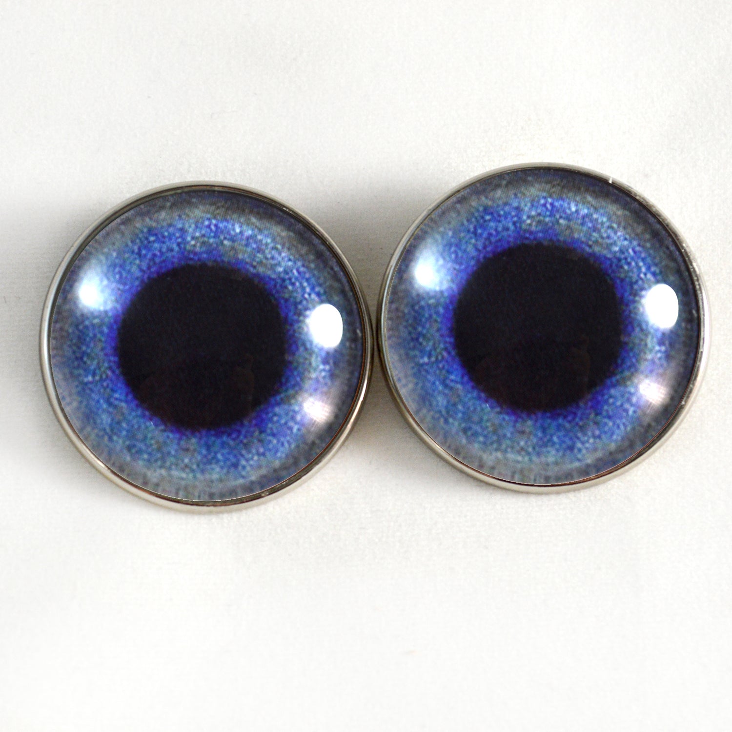 Dark Blue Crow Sew-On Button Glass Eyes - Prismatic Fiber Arts