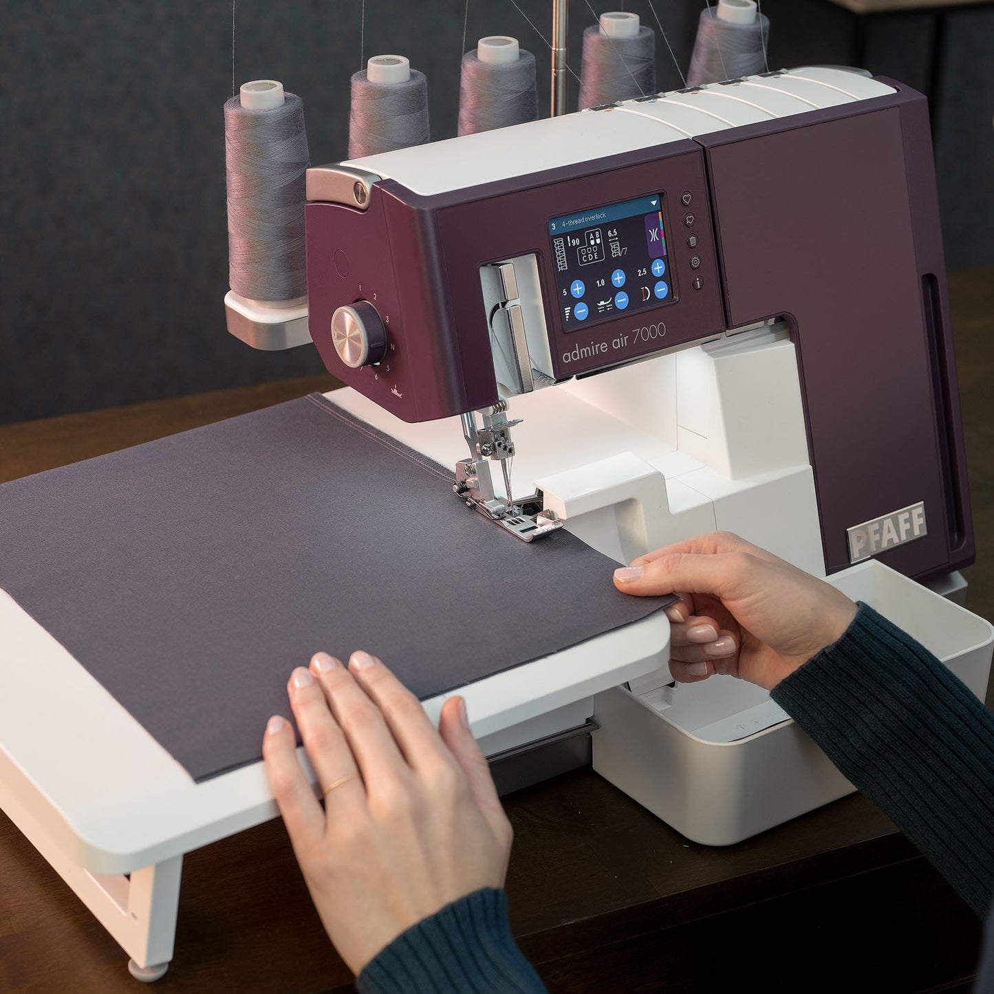 PFAFF® admire™ air 7000 Purple Coverlock Machine - Prismatic Fiber Arts