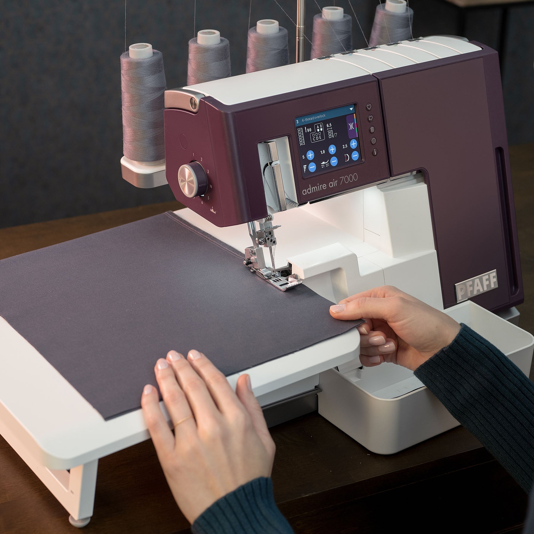 PFAFF® admire™ air 7000 Purple Coverlock Machine - Prismatic Fiber Arts