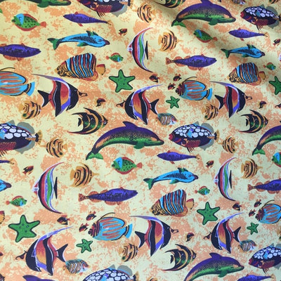 Aquarium Fish Tank Print Poly Cotton Fabric - Prismatic Fiber Arts
