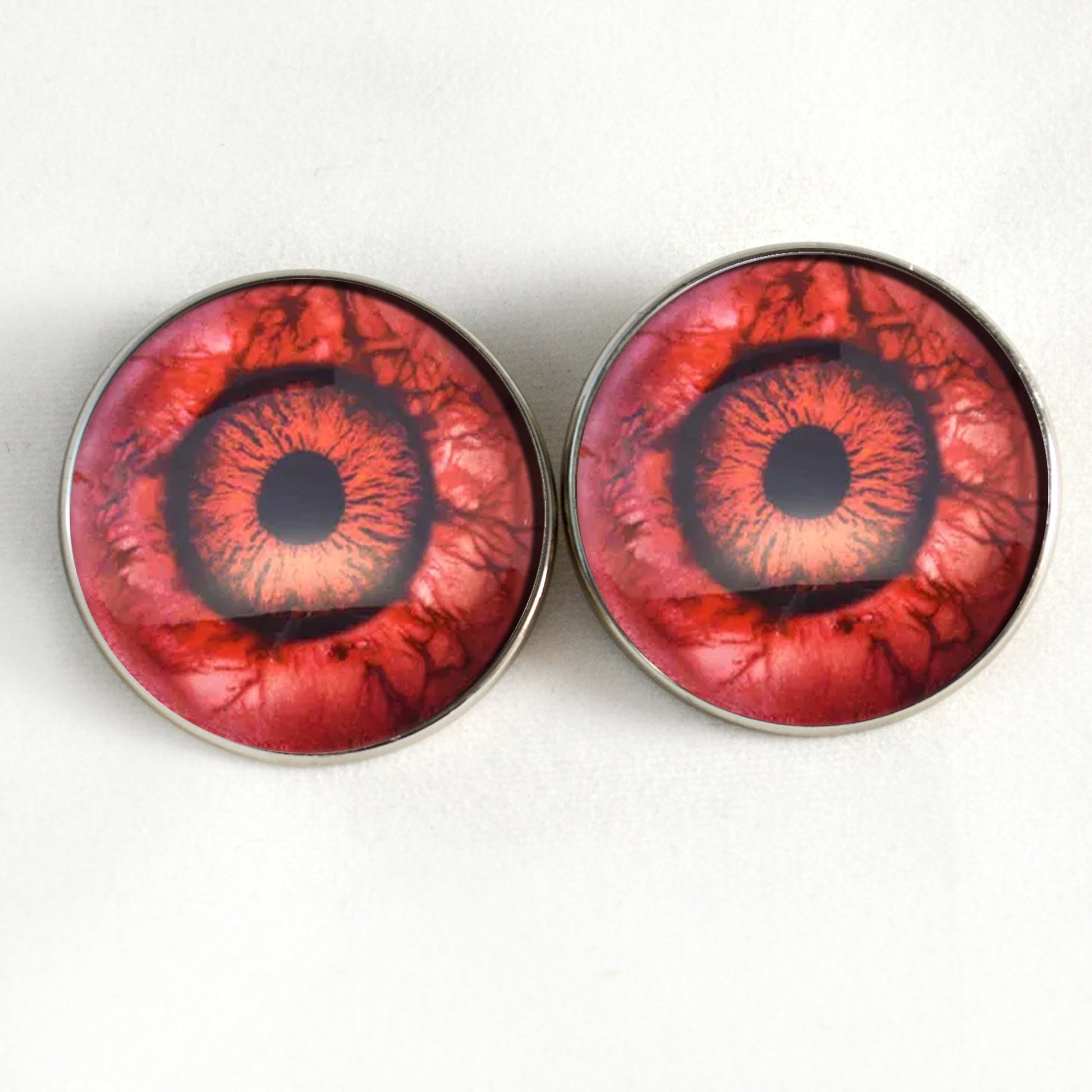 Dark Bloody Eyeball Sew-On Button Glass Eyes - Prismatic Fiber Arts
