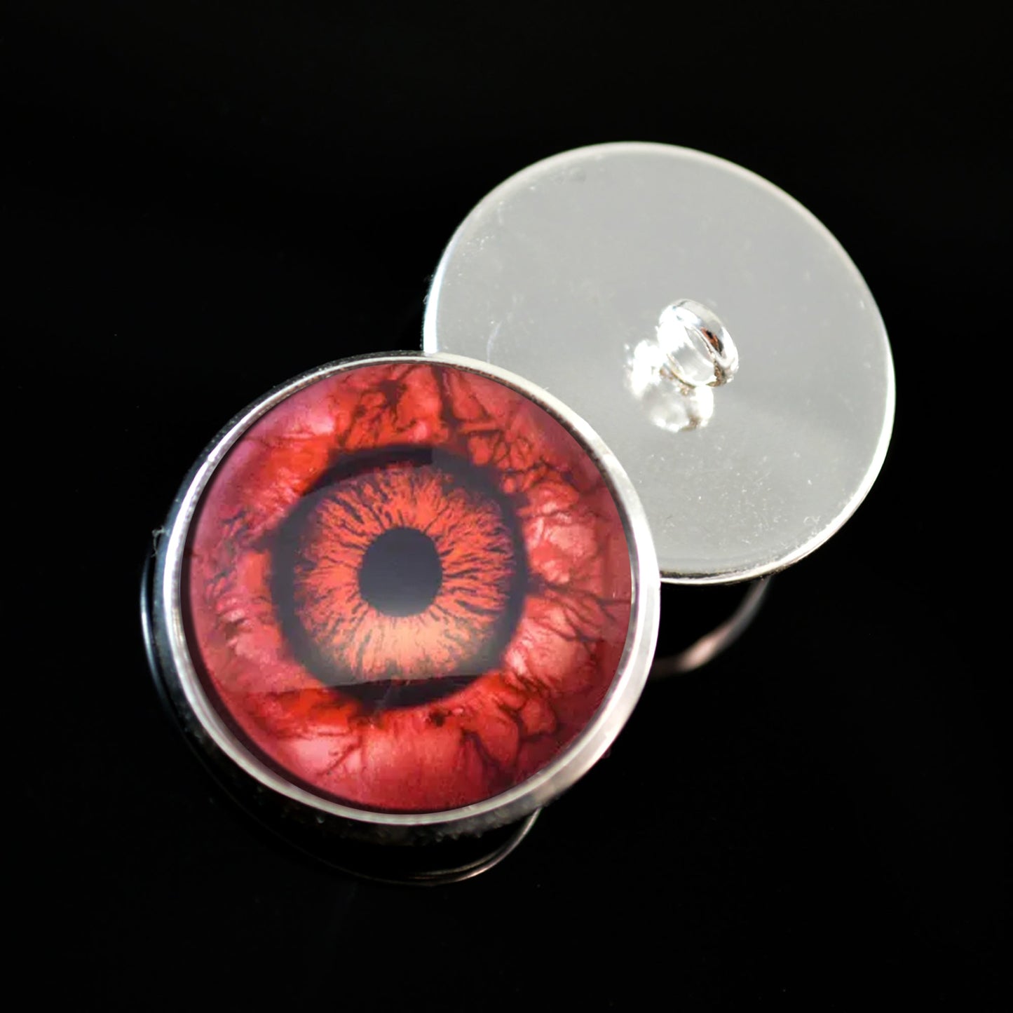 Dark Bloody Eyeball Sew-On Button Glass Eyes - Prismatic Fiber Arts