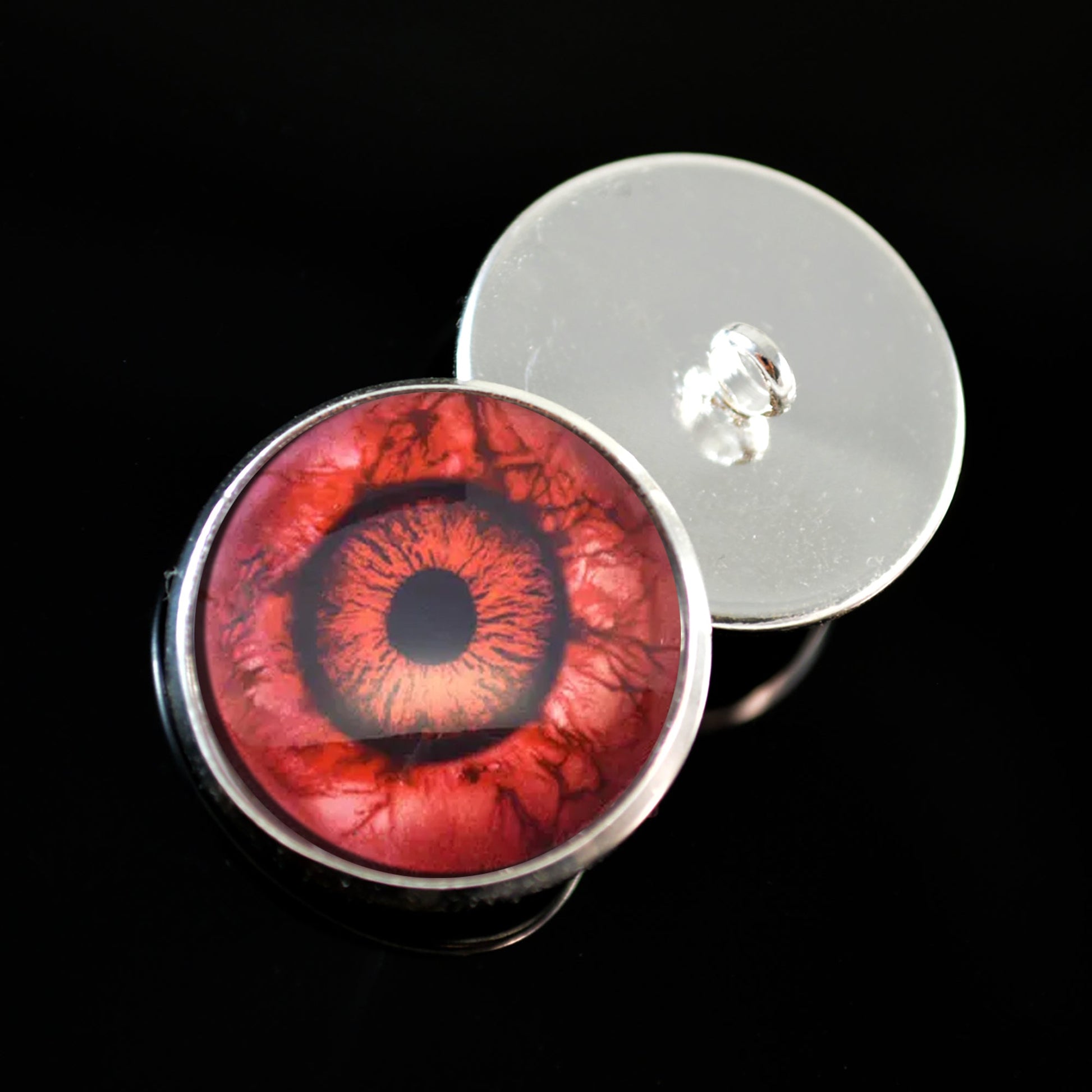 Dark Bloody Eyeball Sew-On Button Glass Eyes - Prismatic Fiber Arts