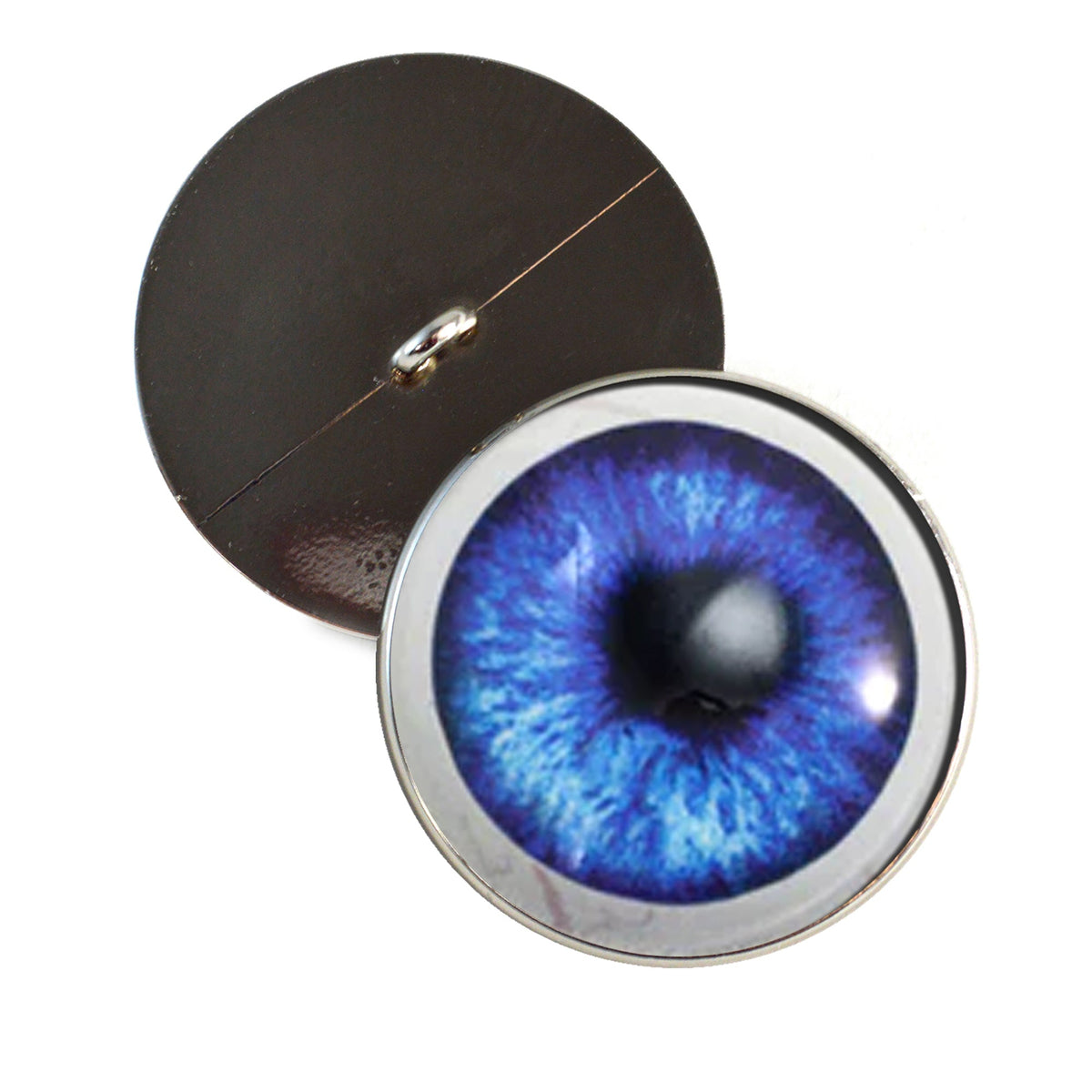 Dark Blue Anime with Whites Sew-On Button Glass Eyes - Prismatic Fiber Arts