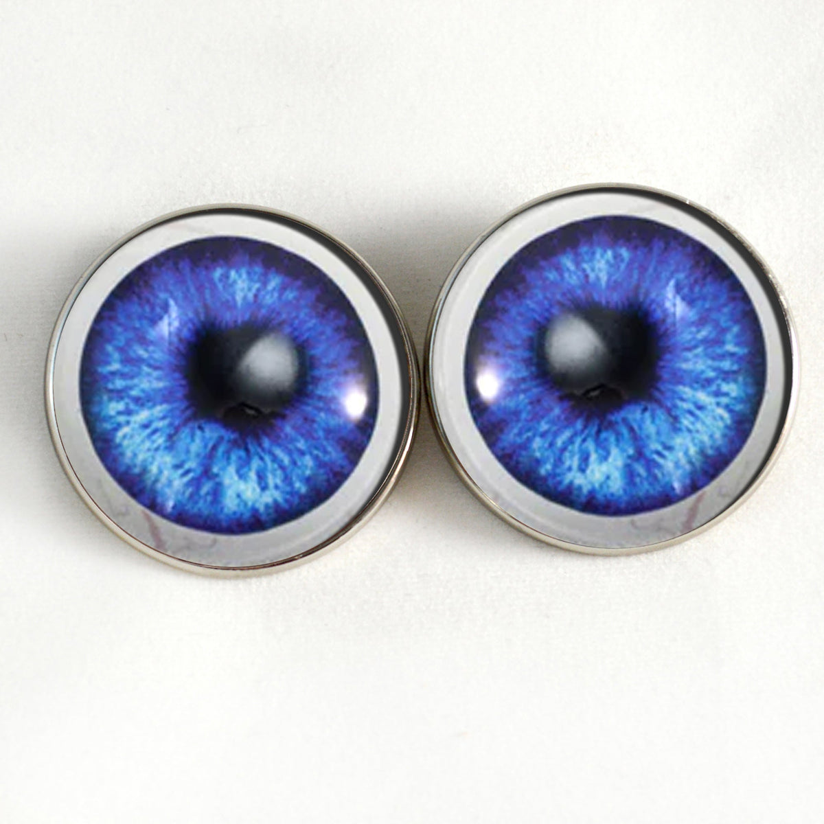 Dark Blue Anime with Whites Sew-On Button Glass Eyes - Prismatic Fiber Arts