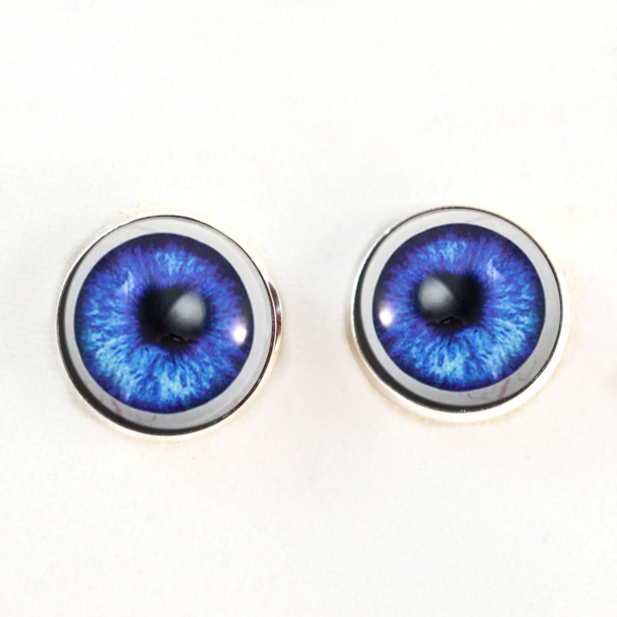 Dark Blue Anime with Whites Sew-On Button Glass Eyes - Prismatic Fiber Arts