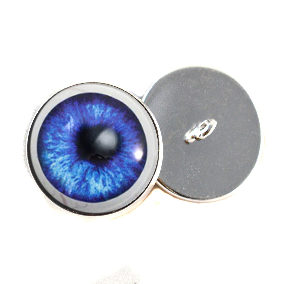 Dark Blue Anime with Whites Sew-On Button Glass Eyes - Prismatic Fiber Arts