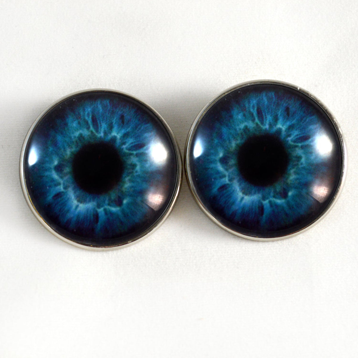 Deep Blue Human Inspired Sew-On Button Glass Eyes - Prismatic Fiber Arts