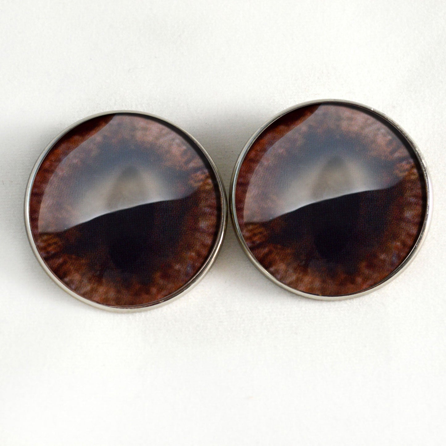 Dark Brown Fox Sew-On Button Glass Eyes - Prismatic Fiber Arts