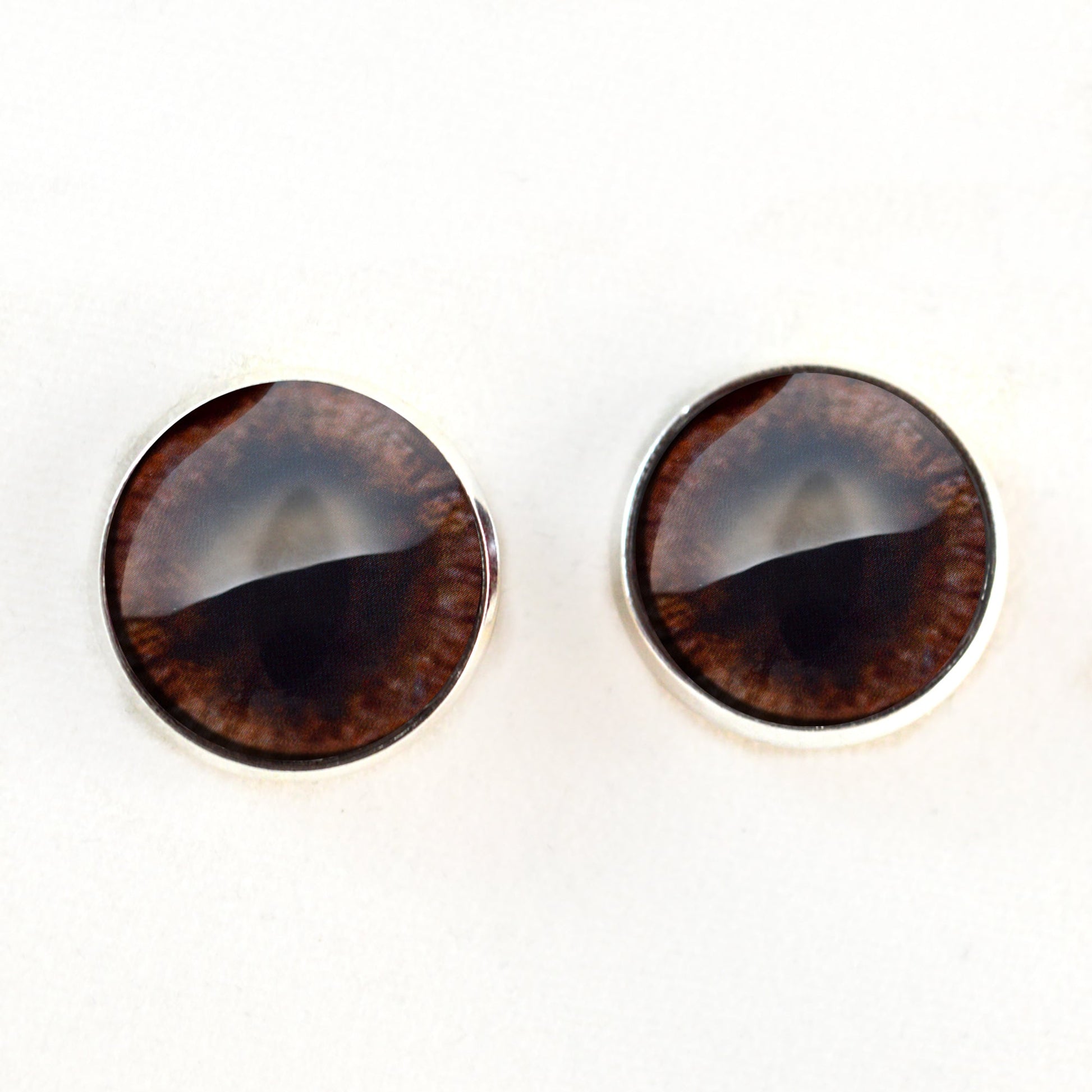 Dark Brown Fox Sew-On Button Glass Eyes - Prismatic Fiber Arts