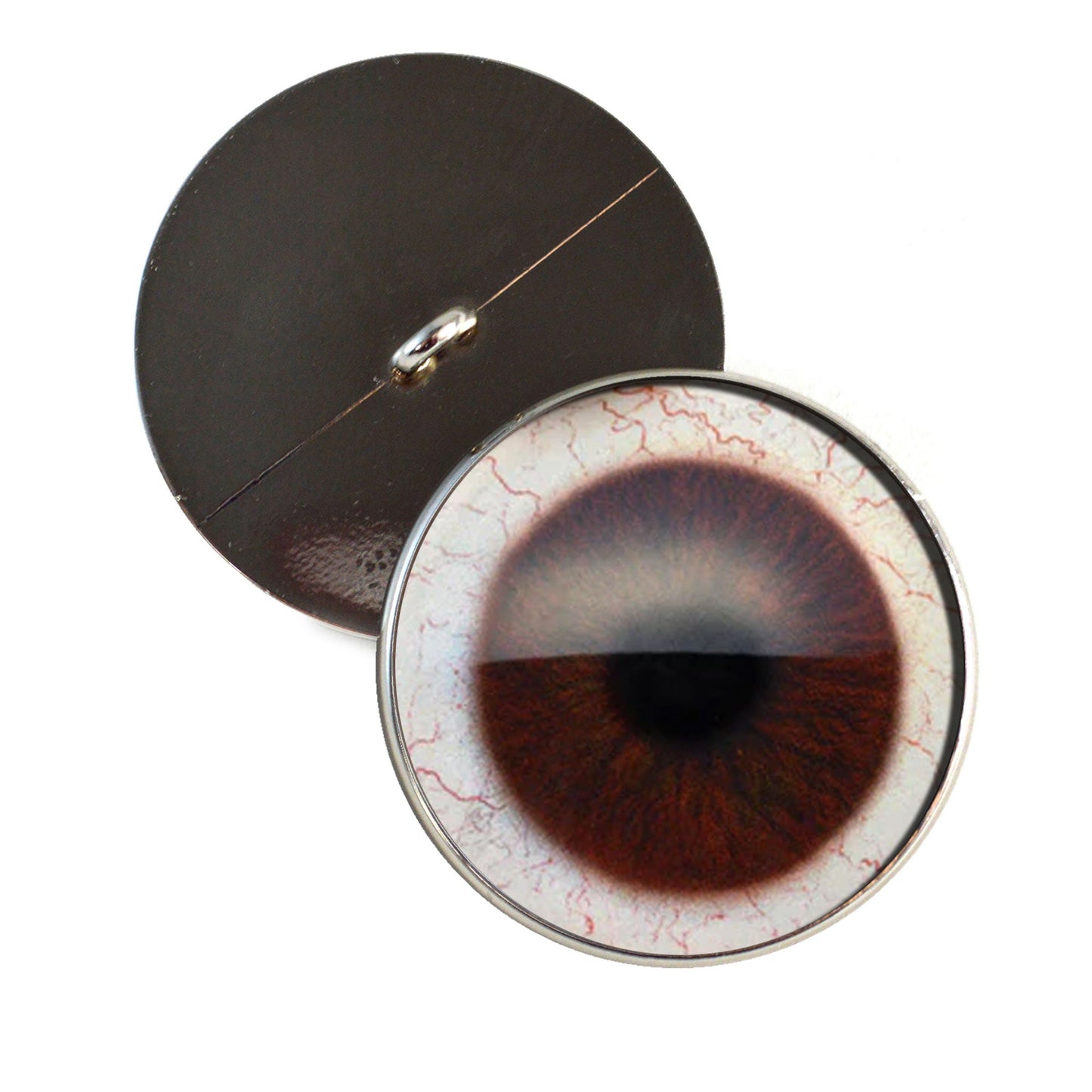 Dark Brown Human with Whites Sew-On Button Glass Eyes - Prismatic Fiber Arts
