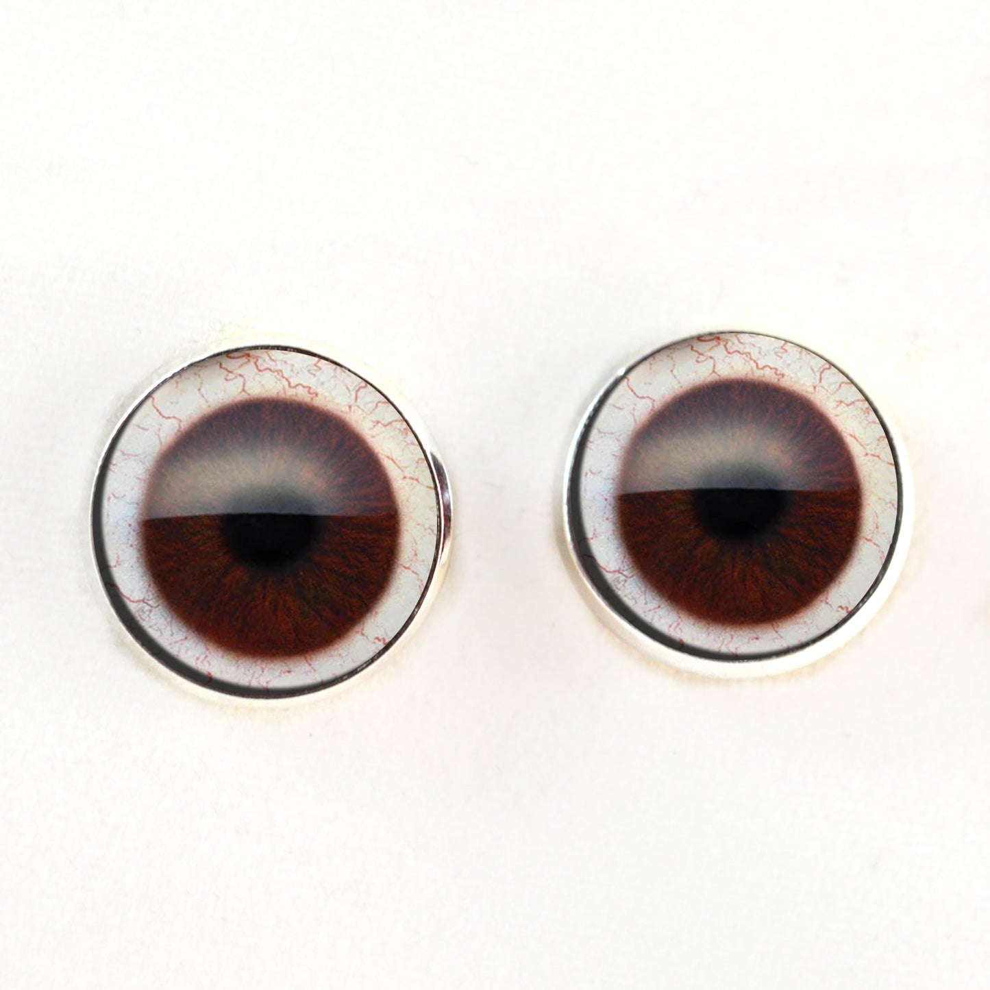 Dark Brown Human with Whites Sew-On Button Glass Eyes - Prismatic Fiber Arts