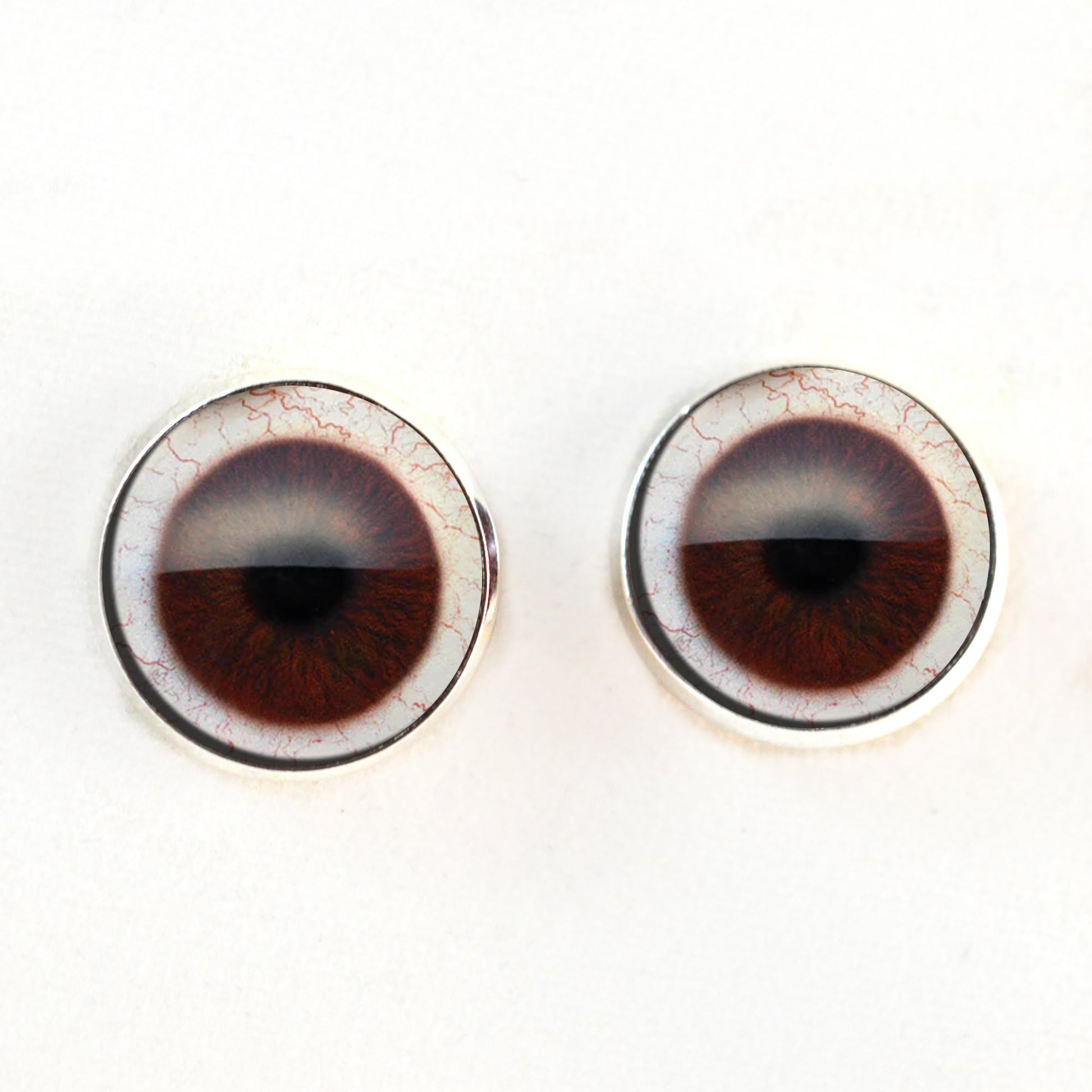 Dark Brown Human with Whites Sew-On Button Glass Eyes - Prismatic Fiber Arts