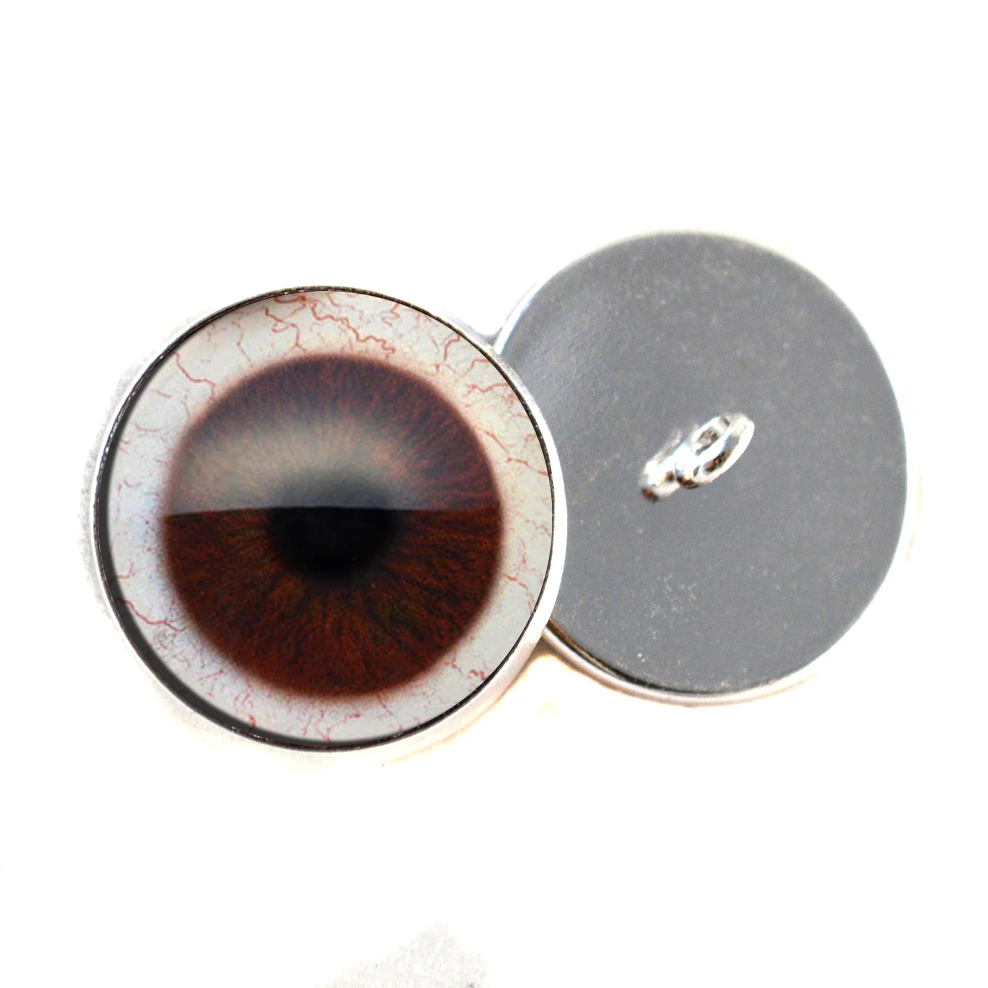 Dark Brown Human with Whites Sew-On Button Glass Eyes - Prismatic Fiber Arts