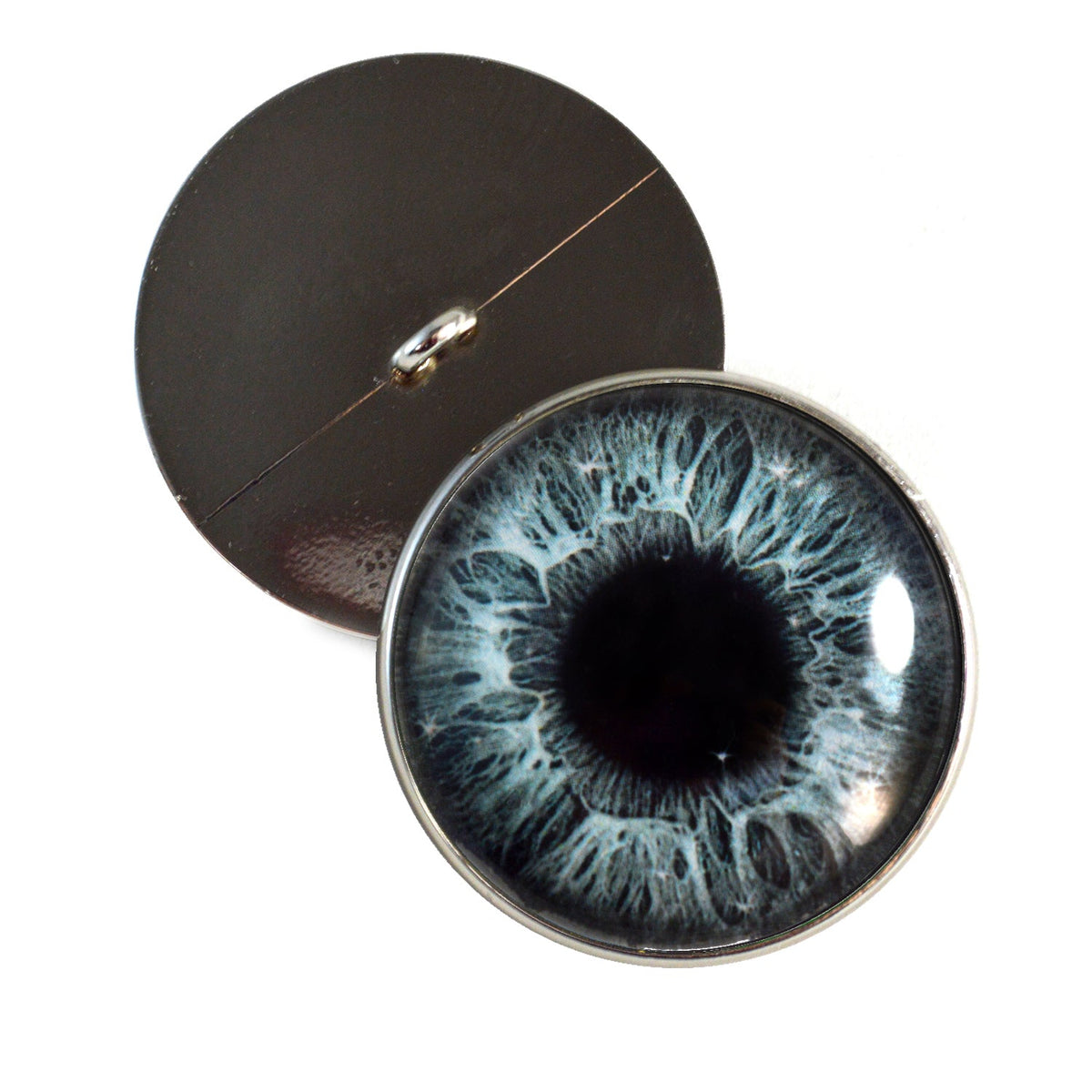 Sparkling Dark Gray Sew-On Button Glass Eyes - Prismatic Fiber Arts