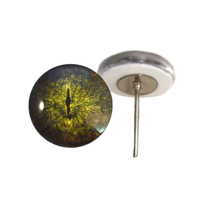 Dark Green Crocodile Gharial Glass Eyes on Wire Pin Posts