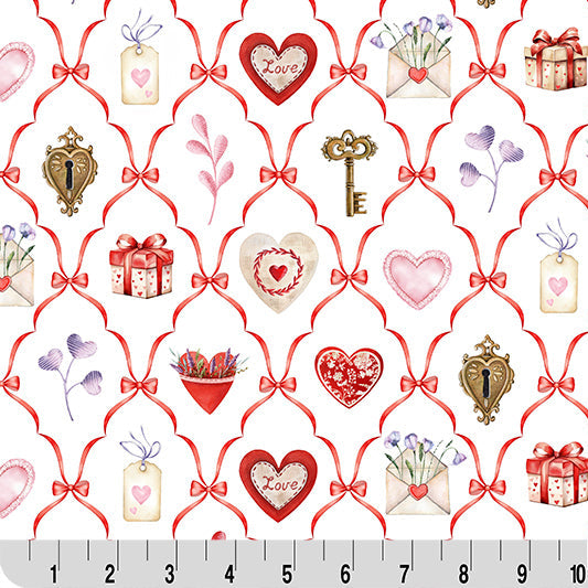 Digital Cuddle Multi Key To My Heart 58"/60" Fabric per yard