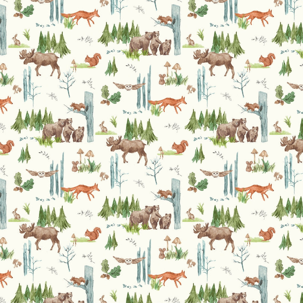 Digital Cuddle Natural Lil Pine Pals 58"/60" Fabric per yard