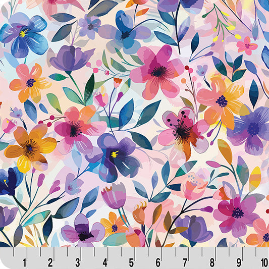 Digital Cuddle Multi Painted Petals 58"/60" Fabric per yard