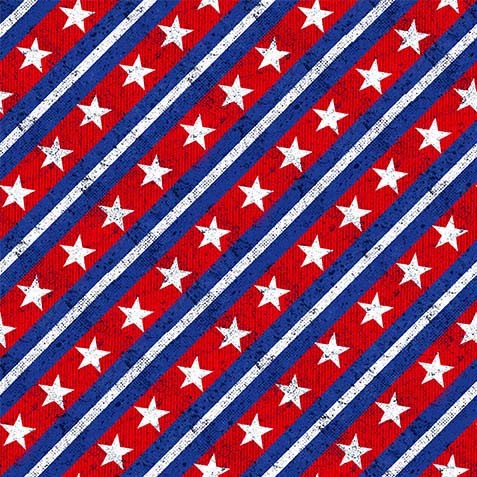 Red and Blue Stripe Route 66 Cotton 44"/45" Fabric Per Yard - Prismatic Fiber Arts