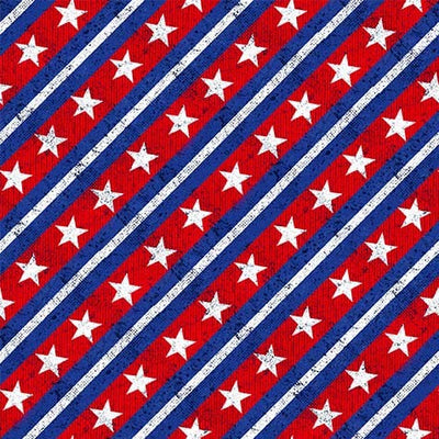 Red and Blue Stripe Route 66 Cotton 44"/45" Fabric Per Yard - Prismatic Fiber Arts