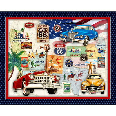Multi Route 66 Panel - 36" Repeat Fabric Per Yard - Prismatic Fiber Arts