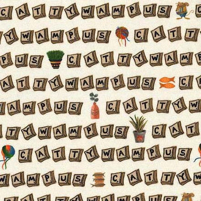 Cream Cattywampus Purrsuit of Coffeeness Cotton 44"/45" Fabric Per Yard - Prismatic Fiber Arts