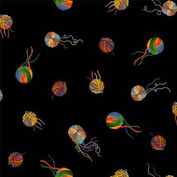 Black Yarn Lovers Purrsuit of Coffeeness Cotton 44"/45" Fabric Per Yard - Prismatic Fiber Arts