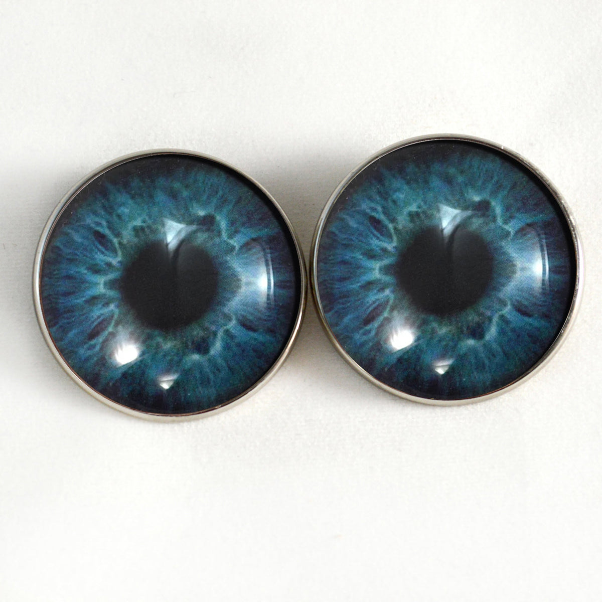 Deep Blue Human Inspired Sew-On Button Glass Eyes - Prismatic Fiber Arts