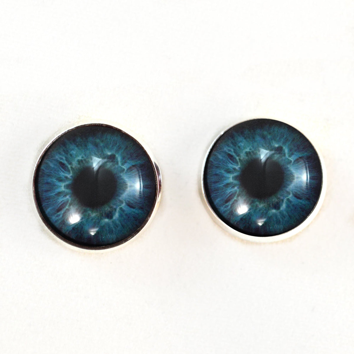Deep Blue Human Inspired Sew-On Button Glass Eyes - Prismatic Fiber Arts