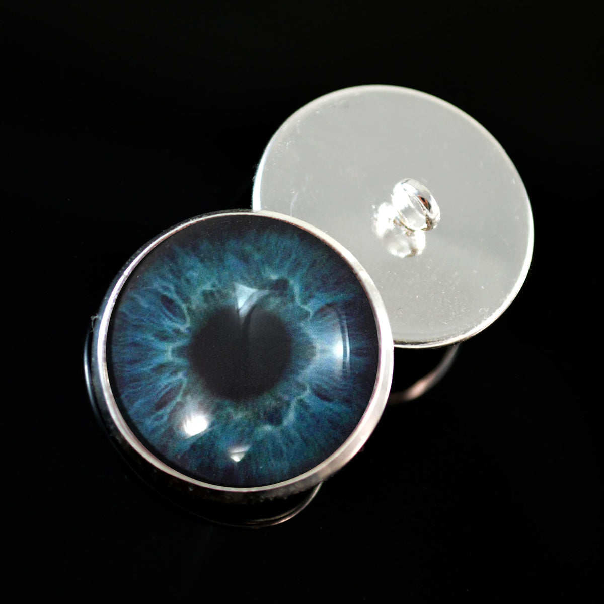 Deep Blue Human Inspired Sew-On Button Glass Eyes - Prismatic Fiber Arts