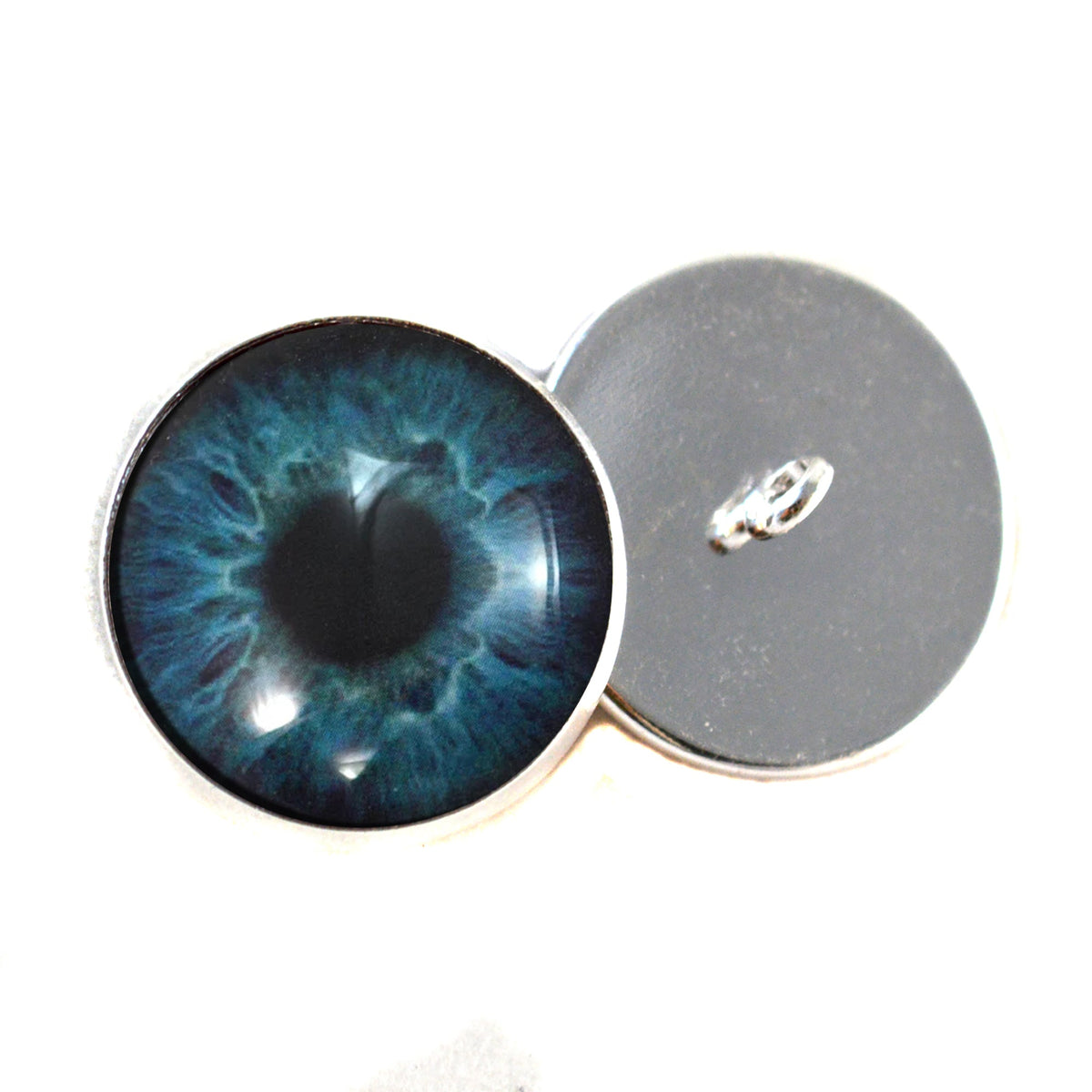 Deep Blue Human Inspired Sew-On Button Glass Eyes - Prismatic Fiber Arts