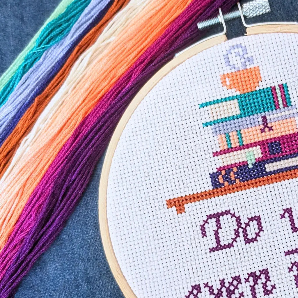 Do You Even Read, Bro? Snarky Bookworm Cross Stitch Kit by Room for Calm - Prismatic Fiber Arts